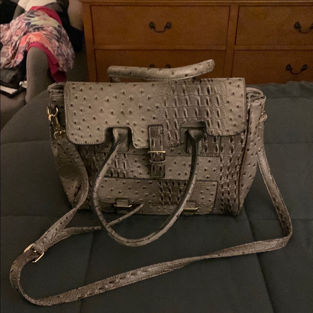 Gray Crocodile-Embossed Women's Bag